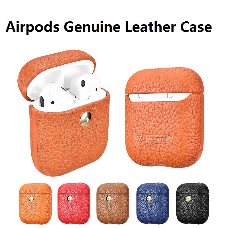 Apple Vỏ Bảo Vệ Hộp Sạc Tai Nghe Bluetooth Airpods 2 Bằng Da Thật Phong Cách Vintage