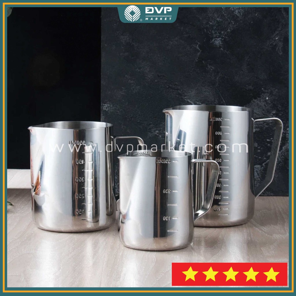 Ca đánh sữa inox (có chia vạch) 350ml, 550ml, 1000ml