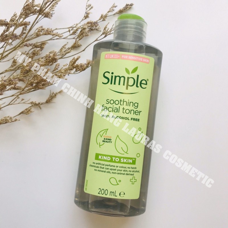 Nước hoa hồng Simple làm dịu và cân bằng độ ẩm cho da - Toner lành tính không chứa cồn 200ml