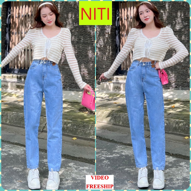 [BGNY477] QUẦN BAGGY JEAN NỮ LƯNG CAO 1 NÚT MẠC DA MẠC ĐEN XANH NHẠT LAI CUỐN TÔN DÁNG XỊN SÒ PHONG CÁCH THỜI TRANG