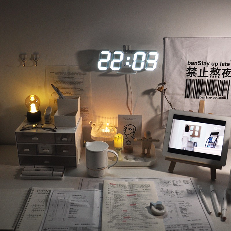 Đồng hồ báo thức kỹ thuật số 3D báo đèn led đa năng tiện lợi