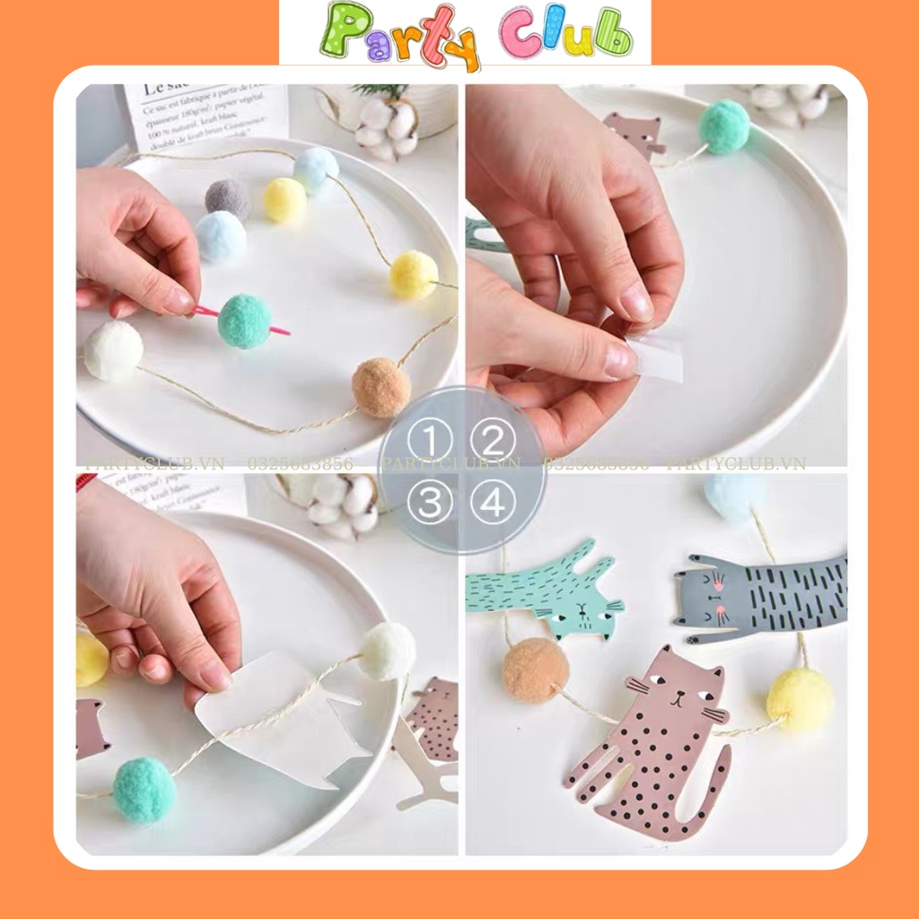 Dây treo hình chó mèo trang trí sinh nhật