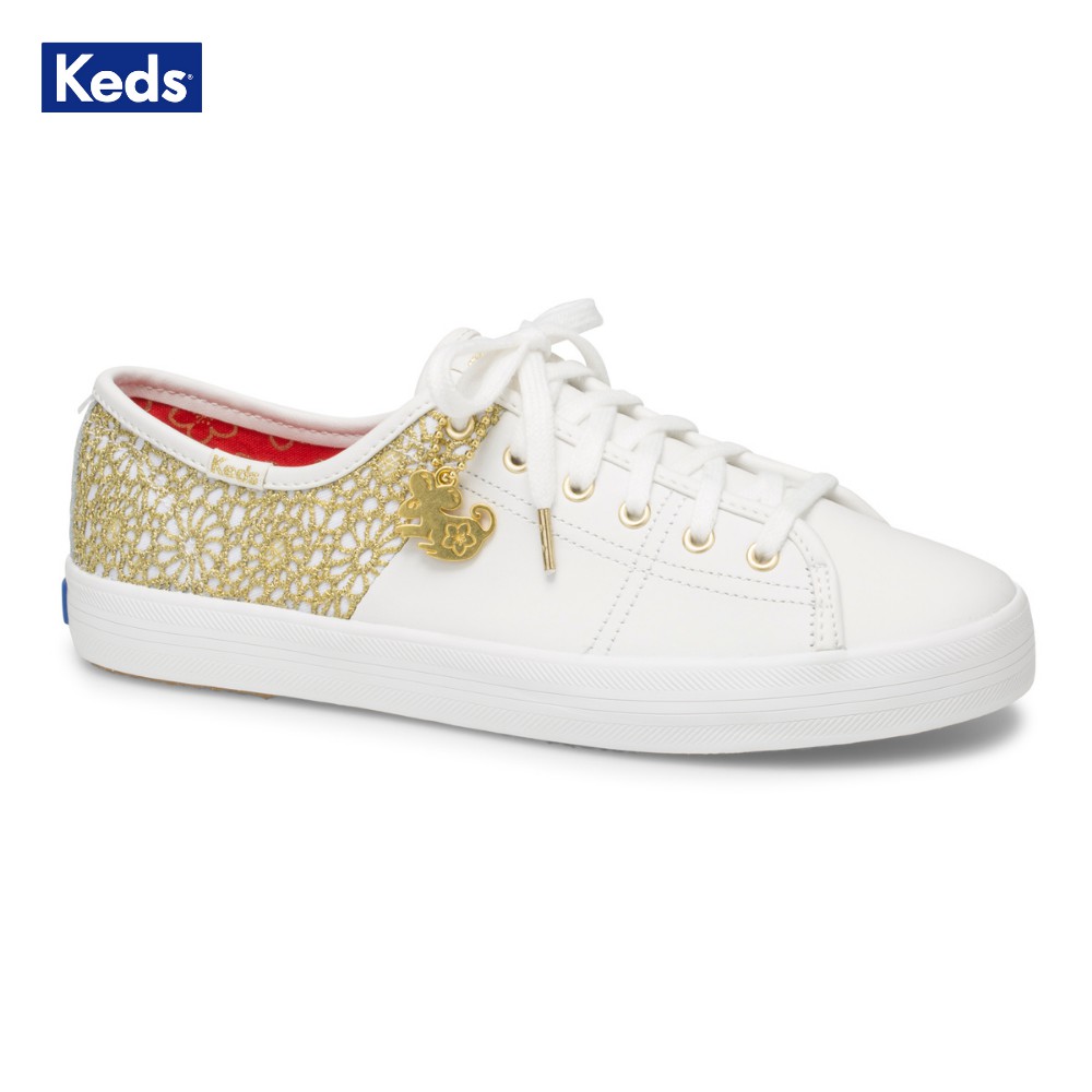 Giày Keds Nữ - Kickstart Leather Glitter White/Gold - KD063089