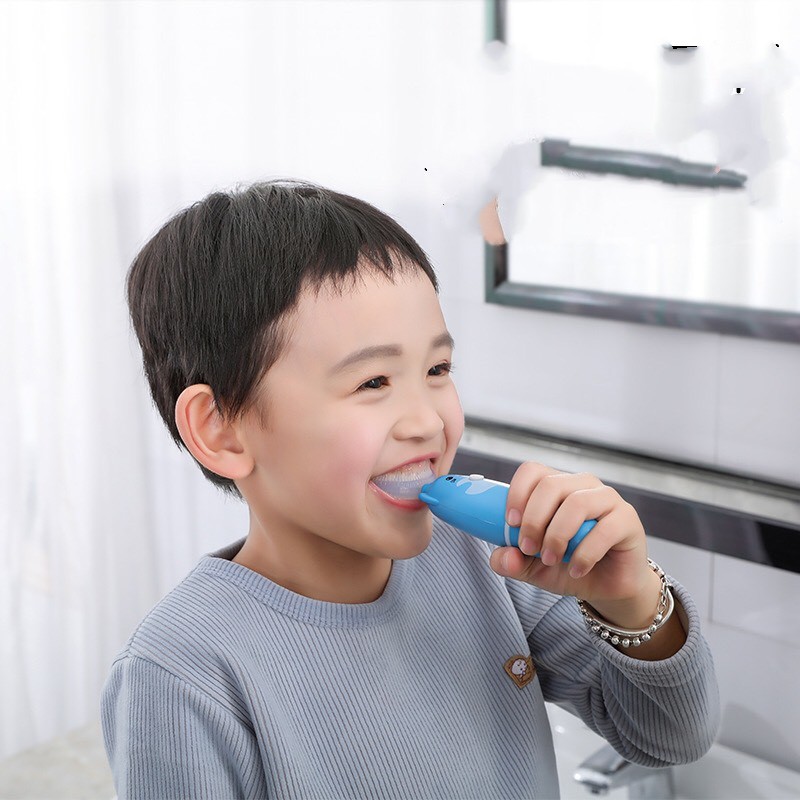Bàn chải đánh răng điện cho bé chữ U Pin chất liệu Silicon, máy đánh răng điện cho bé từ 2 tuổi