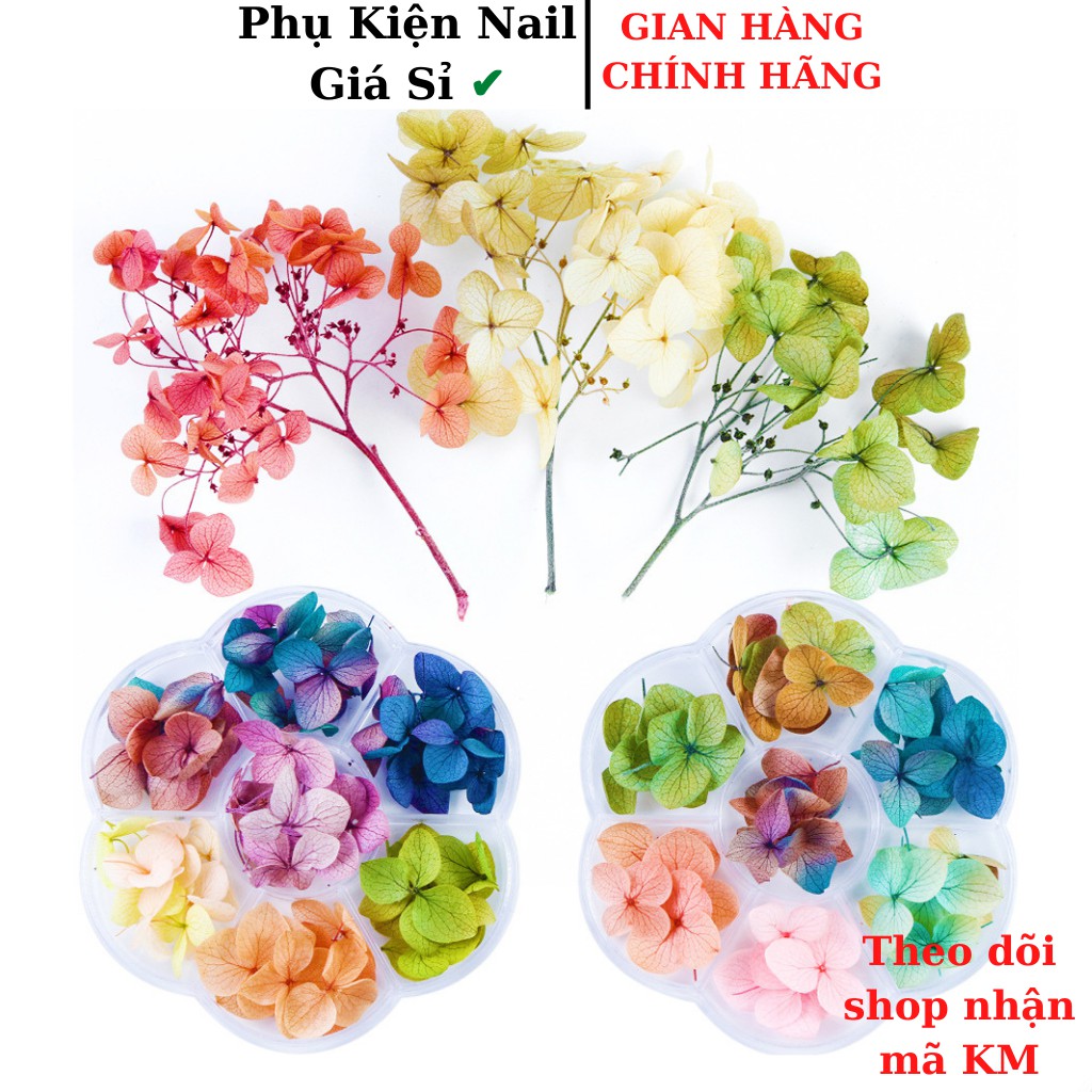 Hoa khô lụa cánh to trang trí móng nail