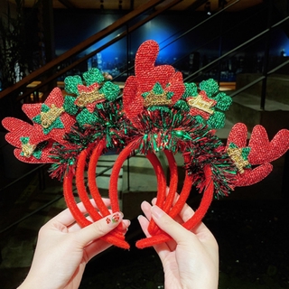 Christmas Children's Cartoon Cute Elk Headband Baby Princess Out Non-slip All-match Headband Korean Temperament Simple and Does Not Hurt Hair Accessories Headwear Gifts
