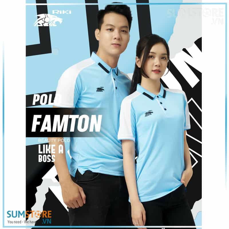 Riki – Áo Thun Polo Thể Thao Nam Nữ Cao Cấp – Famton Xanh Ya