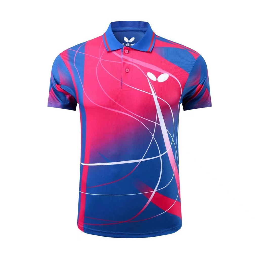 Áo Thun Thể Thao Tay Ngắn Thoáng Khí Mau Khô Họa Tiết Bướm Mới Dành Cho Nam Nữ Tập Luyện Bóng Bàn