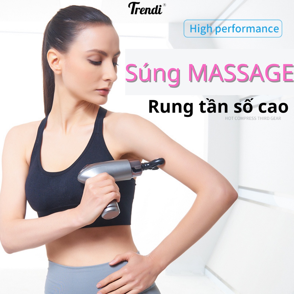 Súng Massage Cầm Tay CẢM ỨNG 12 Chế Độ 4 Đầu Mát Xa Fascial Gun Thư Giãn Cơ Giảm Nhức Mỏi