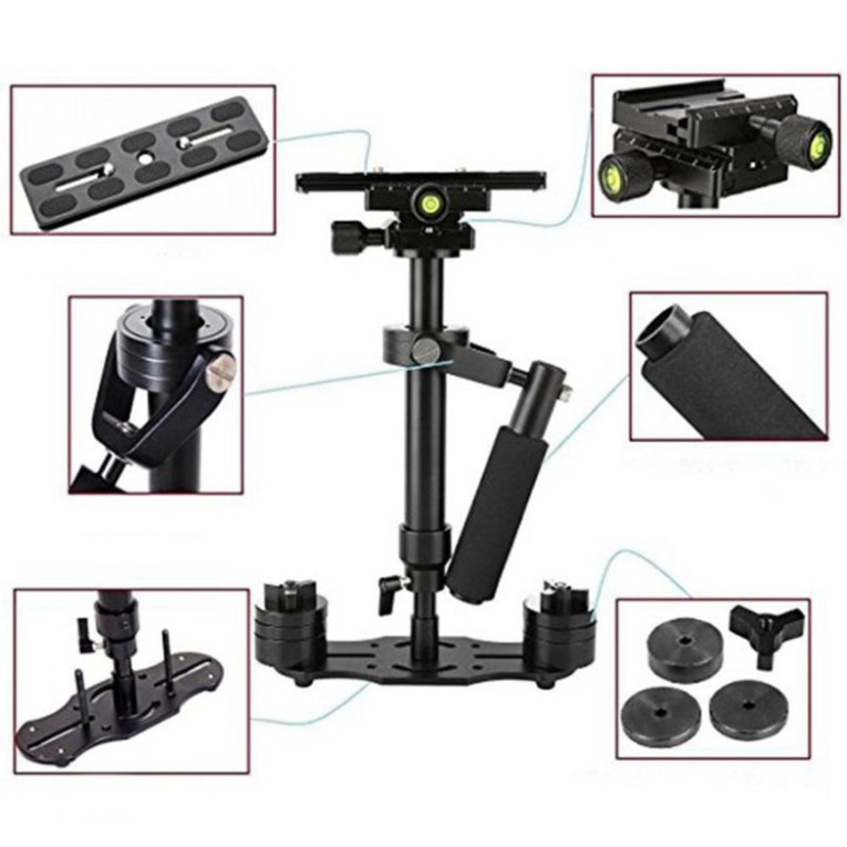 TẶNG QUÀ  Tay cầm chống rung cơ gimbal cơ S40 chống rung -Stabilizer Steadicam cho camera hành trình, hành động, điện th