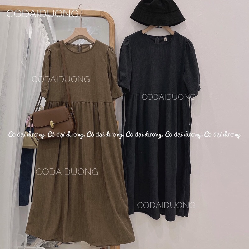 Váy bbd nhung tăm buộc eo