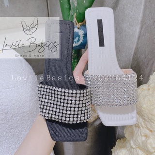 DÉP LÊ LOVIIE BASICS - DÉP THỜI TRANG NỮ TÍNH QUAI NGANG ĐÍNH ĐÁ BẢN TO ĐẾ BỆT D220624