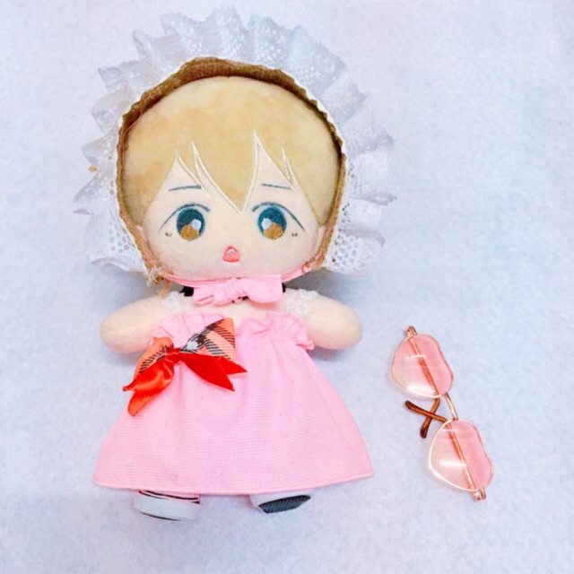 [outfit] Váy hồng nơ đỏ doll 20cm