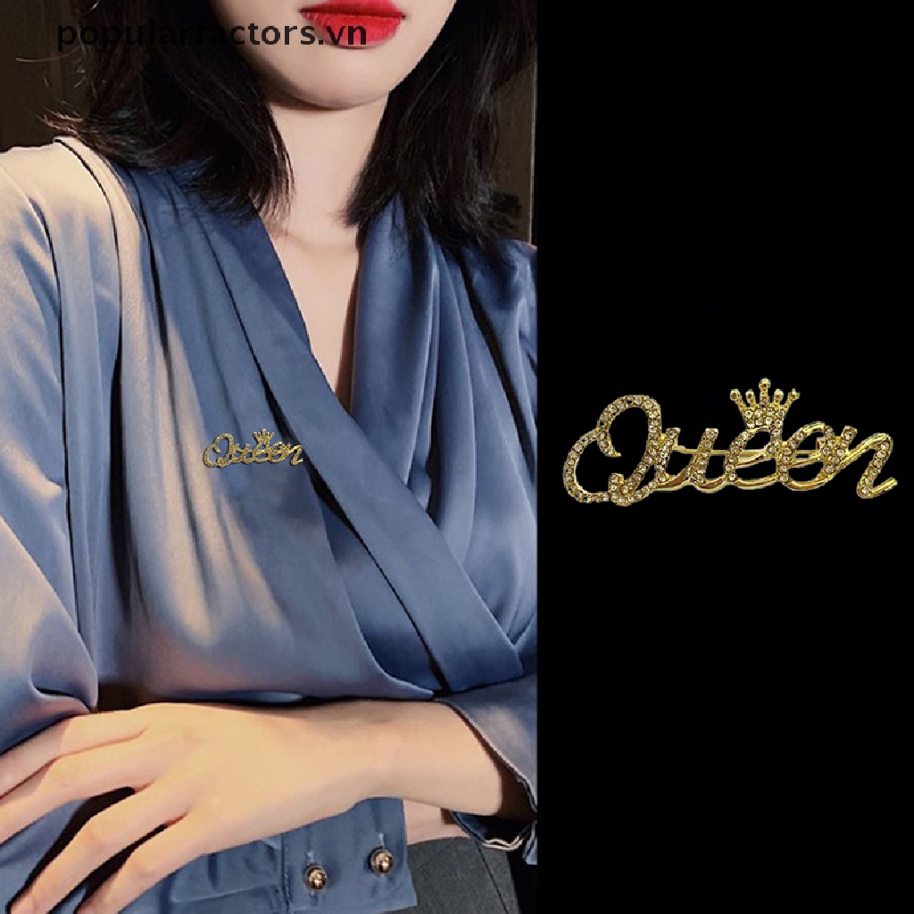 Ghim Cài Áo 2 Màu Hình Vương Miện Đính Đá Thời Trang