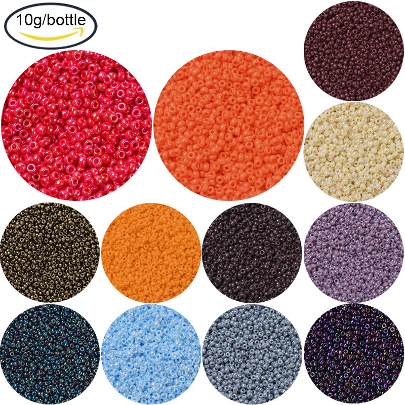 Chai hạt thủy tinh kích thước 2x1.3mm tùy chọn màu sắc 10g