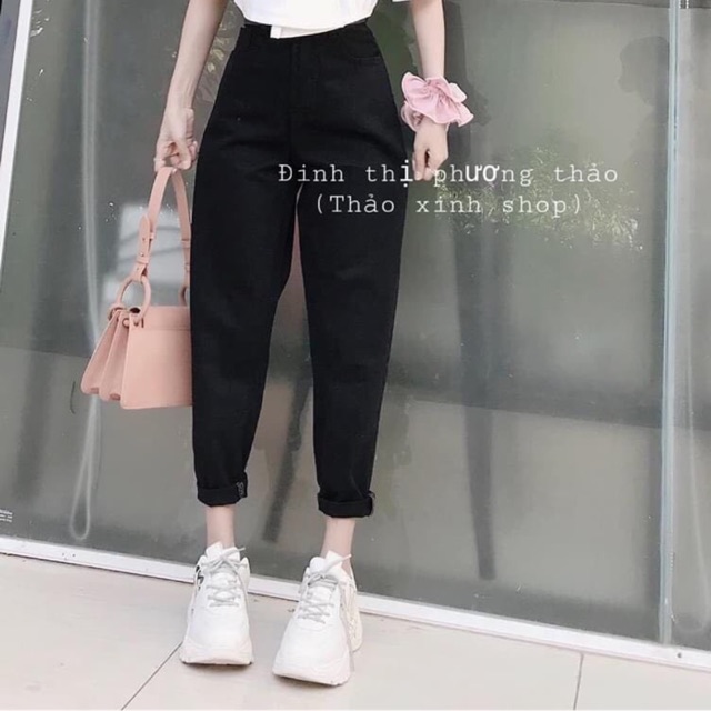 [Mã WASTUP5 giảm 10% tối đa 20K đơn 99K] Quần jeans nữ baggy màu đen cạp cao may gấu hàng đủ size | BigBuy360 - bigbuy360.vn