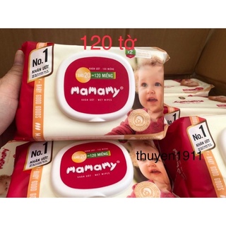 Combo 24 gói= 1 thùng khăn ướt mamamy 120/100 tò có nắp, có mùi