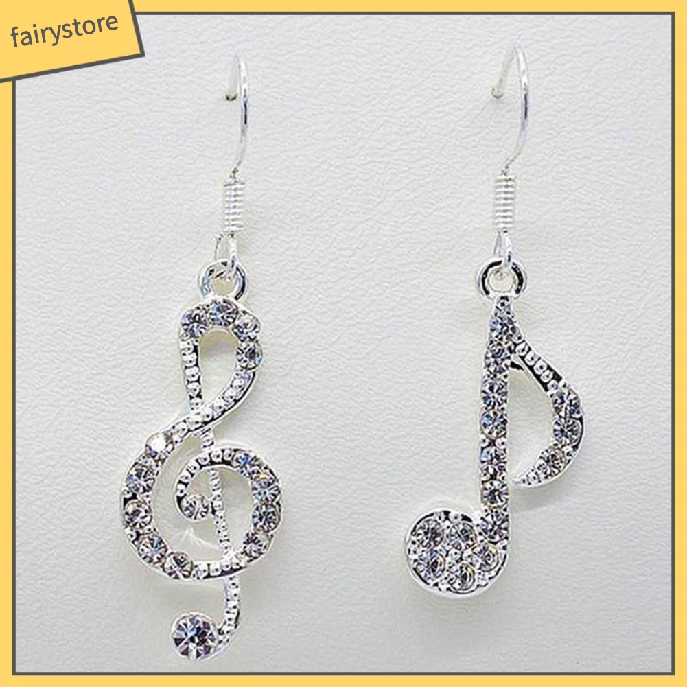 Bông Tai Hợp Kim Hình Nốt Nhạc Đính Đá Xinh Xắn