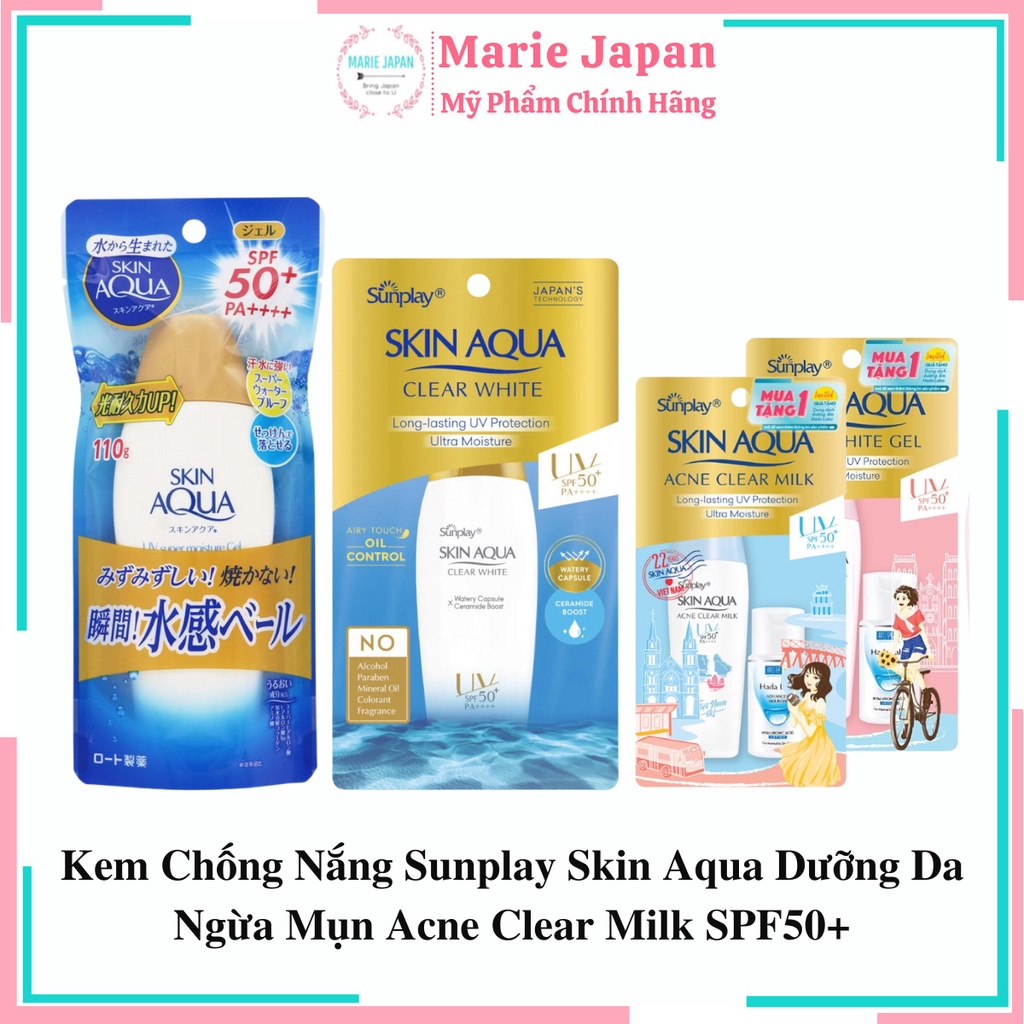 Kem Chống Nắng Sunplay Skin Aqua Dưỡng Da Ngừa Mụn Acne Clear Milk SPF50+