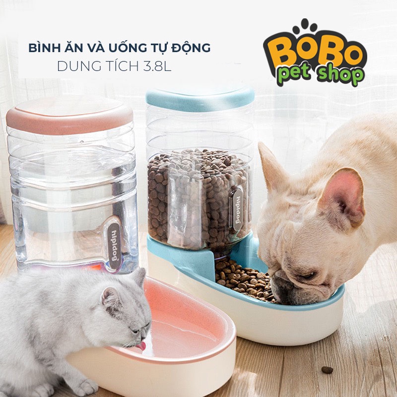Bình uống nước và bát ăn tự động cao cấp cho thú cưng tiện dụng – Bình dự trữ đồ ăn và nước uống cho chó mèo 3.8l