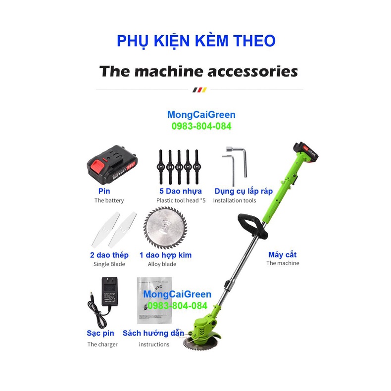 Máy cắt cỏ, tỉa cành cầm tay pin khủng 24v - công suất 1000w, Hàng nhập khẩu cao cấp