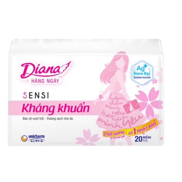 Băng Vệ Sinh Diana Hàng Ngày Sensi Kháng Khuẩn Gói 20 Miếng