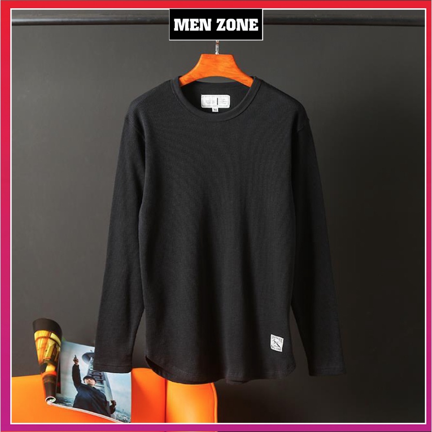 Áo Thun Nam Tay Dài, Áo Phông Nam Trơn Cổ Tròn Dài Tay Cotton Tổ Ong [DTO]