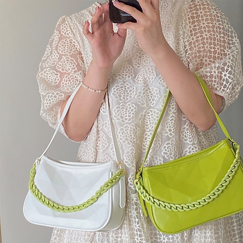 IELGY Túi Đeo Vai Hình Học Phối Dây Xích Thời Trang Cho Nữ