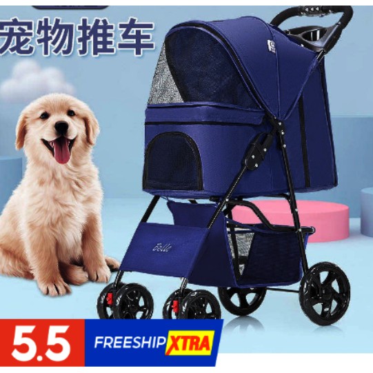 Xe đẩy thú cưng tiện lợi gấp gọn siêu nhẹ có bánh xe xoay 360 độ