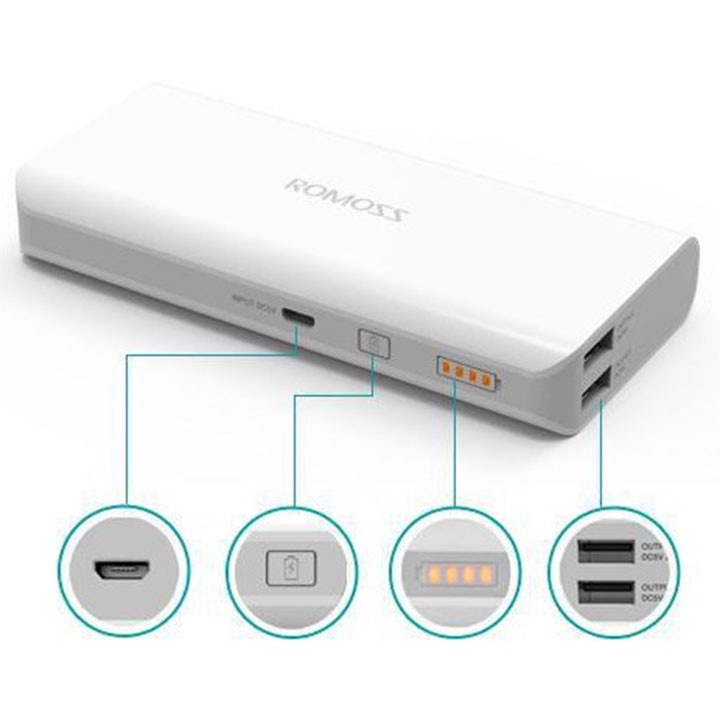 Pin sạc dự phòng romoss sense 4 🤗Freeship🤗 Pin sạc dự phòng romoss sense 4 dung lượng 10400mah tự động ngắt khi đầy