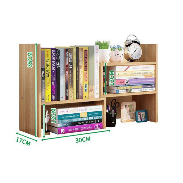 Kệ sách mini, giá sách để bàn gỗ Pallet decor bàn học, bàn làm việc kích thước 35*60*17cm