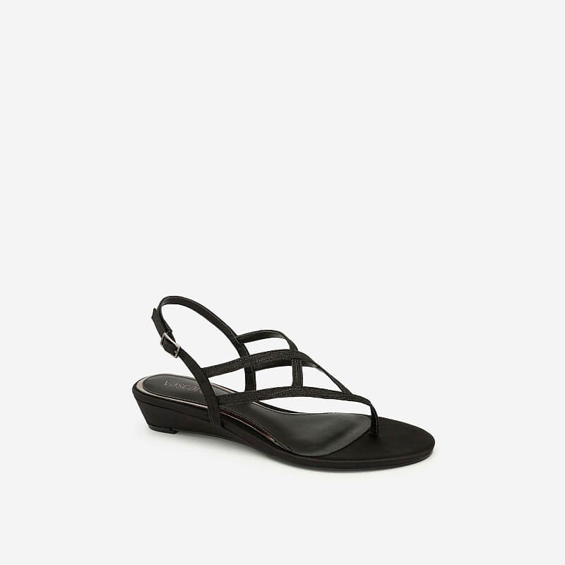 Vascara - Giày Sandal Satin Quai Kẹp - SDX 0414 - Màu Đen