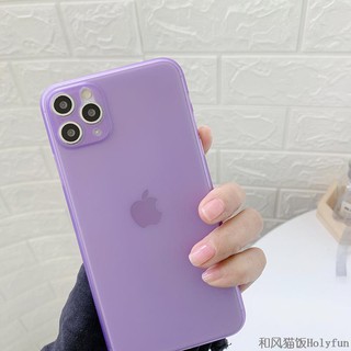 Ốp Điện Thoại Màu Tím Phong Cách Hàn Quốc Cho Iphone 11 Pro Max Xr Xs 7 8 Plus