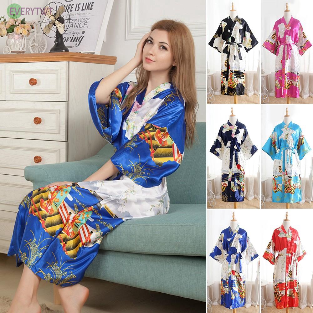 Áo choàng kiểu Kimono họa tiết hoa thời trang cho nữ