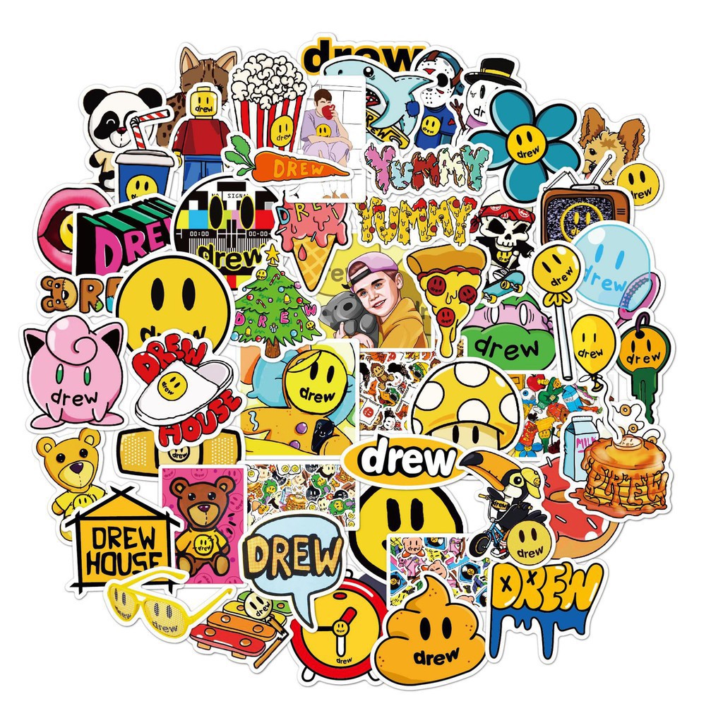 SET 54 MIẾNG STICKER DREW HOUSE JUSTIN BIEBER SIÊU CHẤTCHỐNG NƯỚC DÁN VALI DÁN ĐIỆN THOẠI DÁN XE ĐẠP DÁN ĐÀN