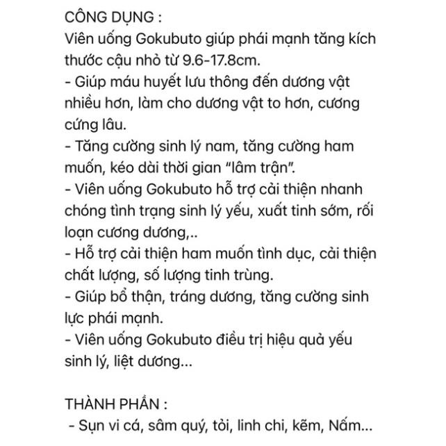 Viên uống Gokubuto tăng kích thước nam giới Nhật Bản 60 viên