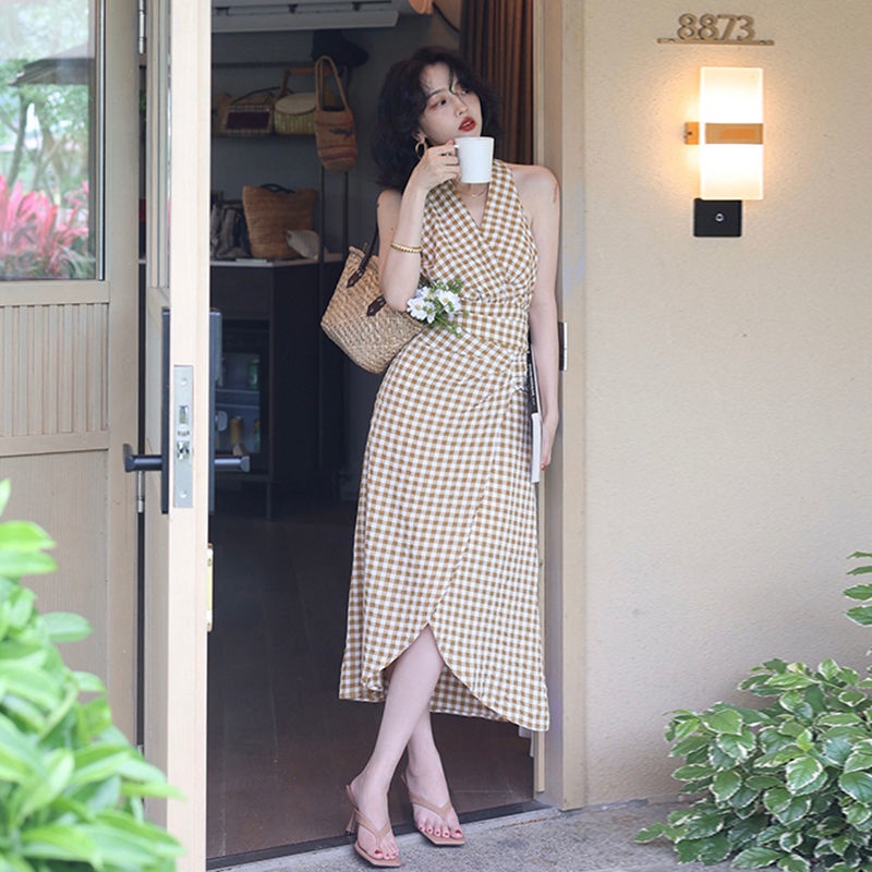 FXDAZI Đầm Hai Dây 22Ww F & X Dáng Ôm Eo Cao Thời Trang Xuân Thu Pháp Cổ Điển Sang Trọng Cho Nữ