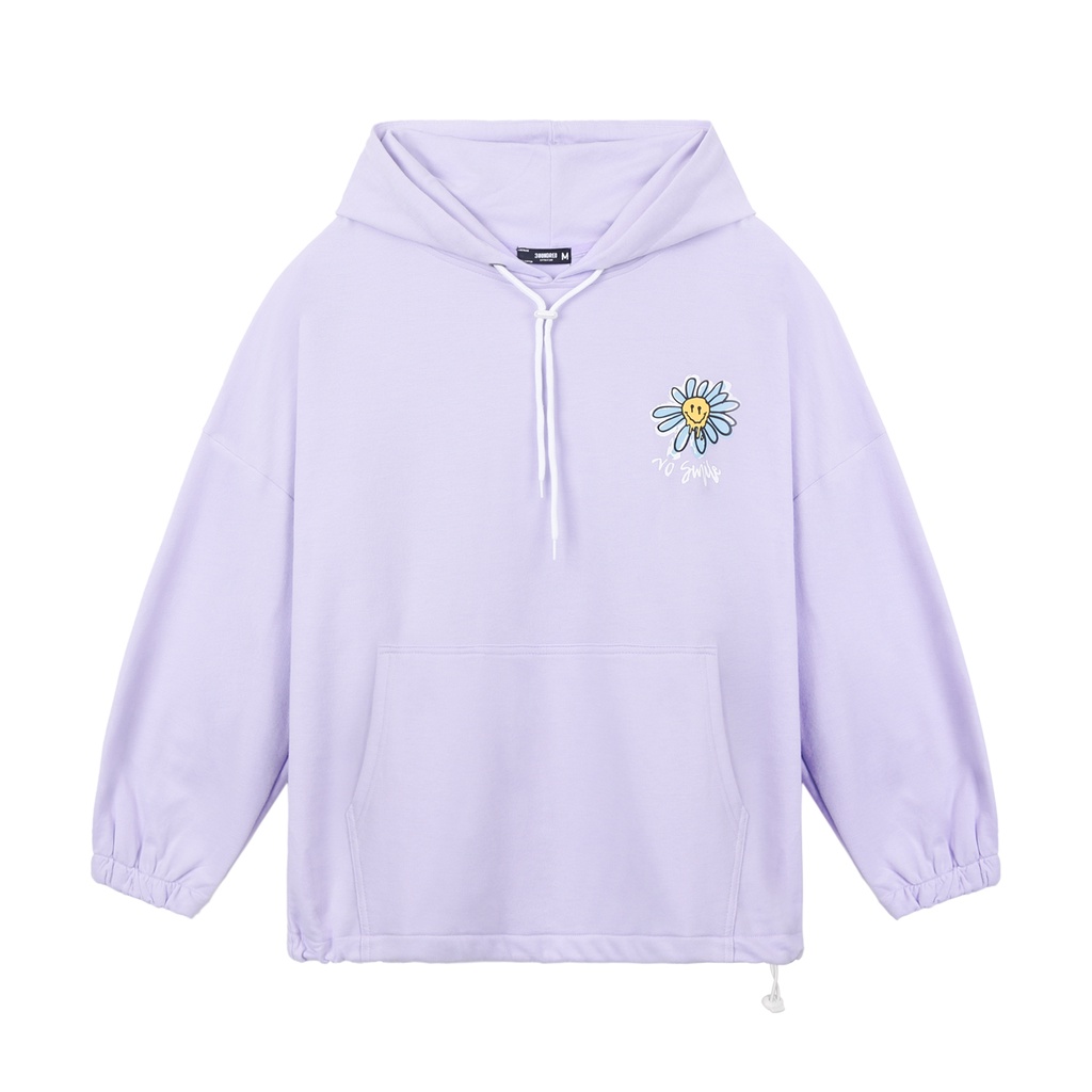 Áo Hoodie No Smile - Phía Trước Và Sau In Hình Sắc Nét - Chất Vải Nỉ Da Cá - Form Oversized Rộng Thoải Mái - Màu Tím