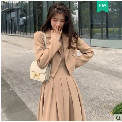 bigsize S-XL áo khoác vest + váy xếp ly công sở thu đông E143 CARA