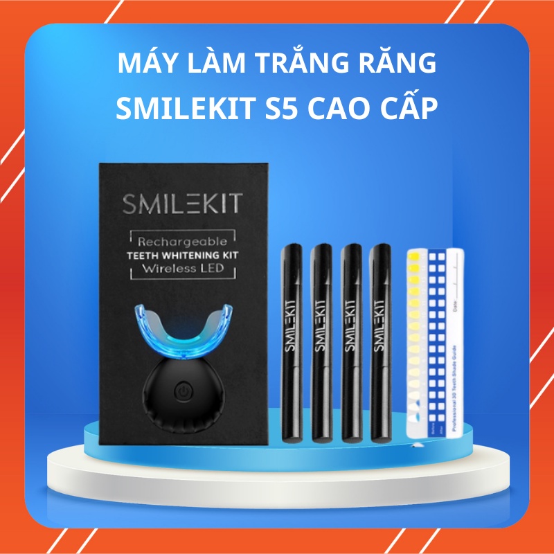 Máy làm trắng răng tại nhà SMILEKIT, Bộ kit làm trắng răng, hết ố vàng, không ê buốt, an toàn, công nghệ từ USA