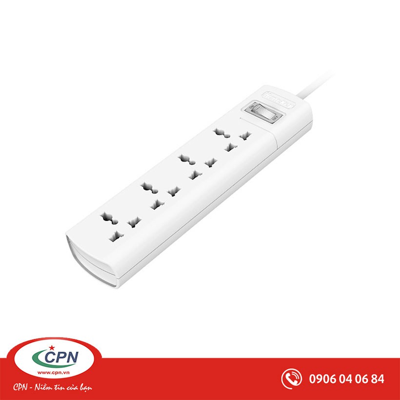 Ổ cắm điện Huntkey SZM401 - 2500W, 4 lỗ 3 chân đa năng, chống sét, cáp 1.5m,