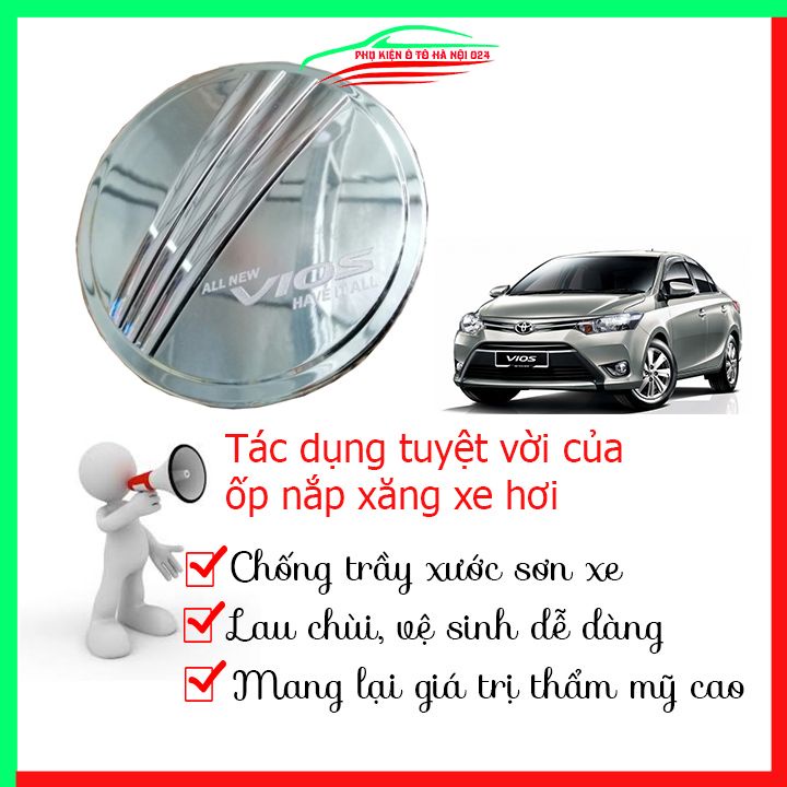 Ốp nắp xăng Vios 2014-2018 mạ crom bảo vệ chống trầy trang trí ô tô