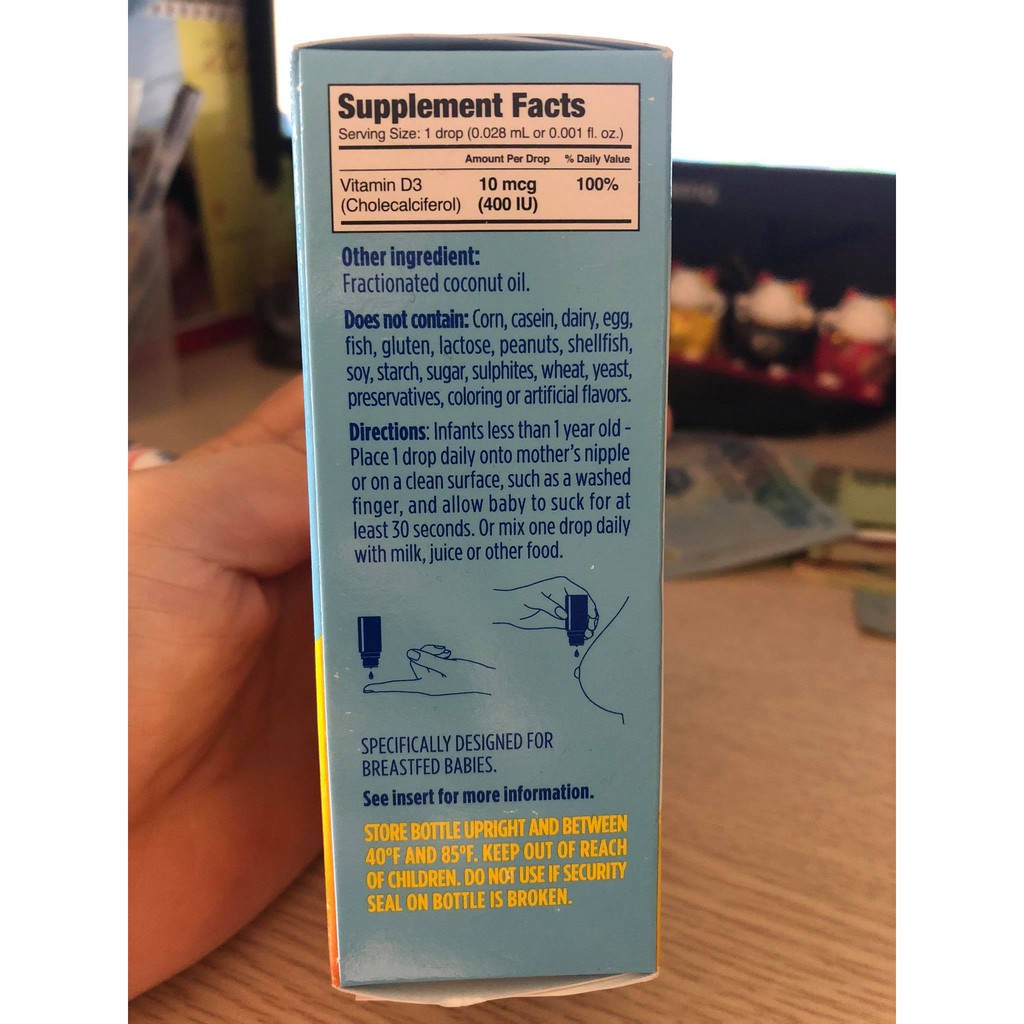 Hộp 90 Giọt Vitamin Drop D3 Cho Bé, Hàng Mỹ