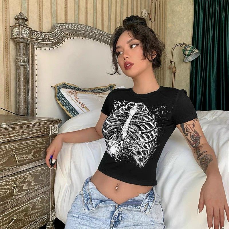 Áo thun croptop bộ xương
