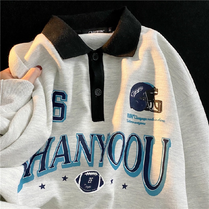 Áo sweater unisex dáng rộng chất nỉ bông, áo polo dài tay VaTi in chữ CHANYOOU