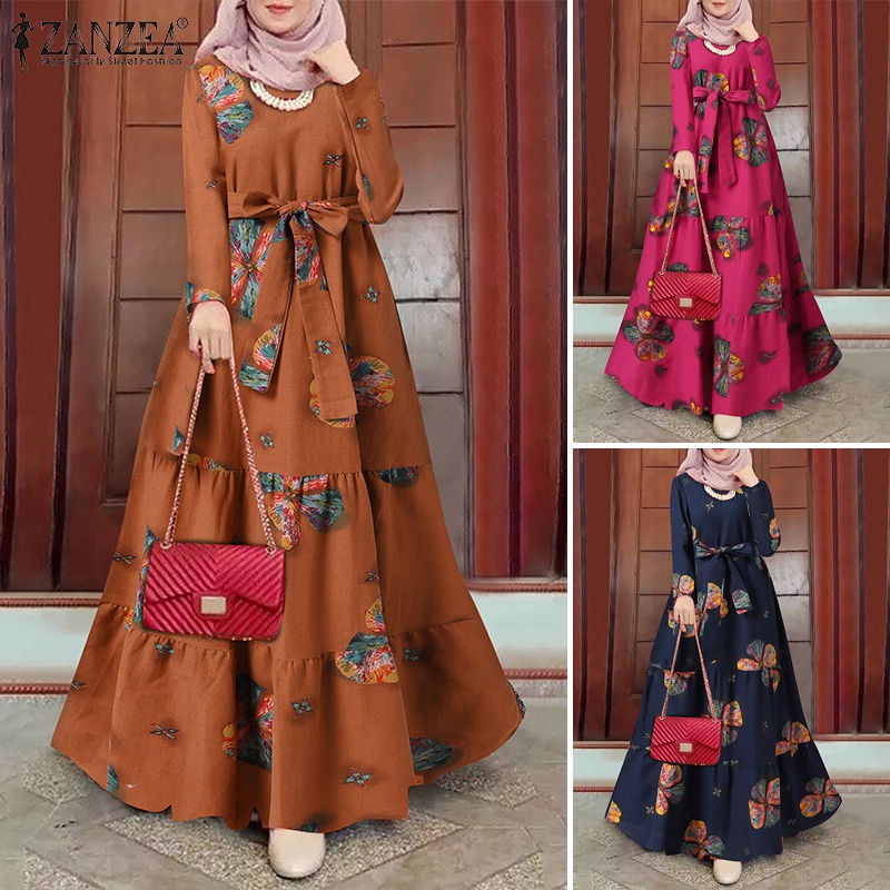 Đầm maxi ZANZEA dài nhiều lớp in họa tiết dành cho nữ