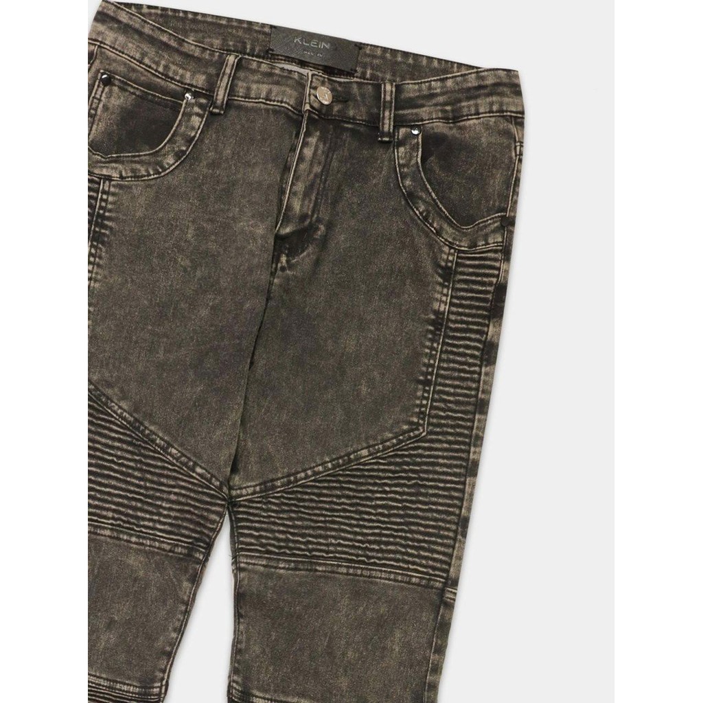 Quần bò nam KLEINO Dark Grey Biker Denim