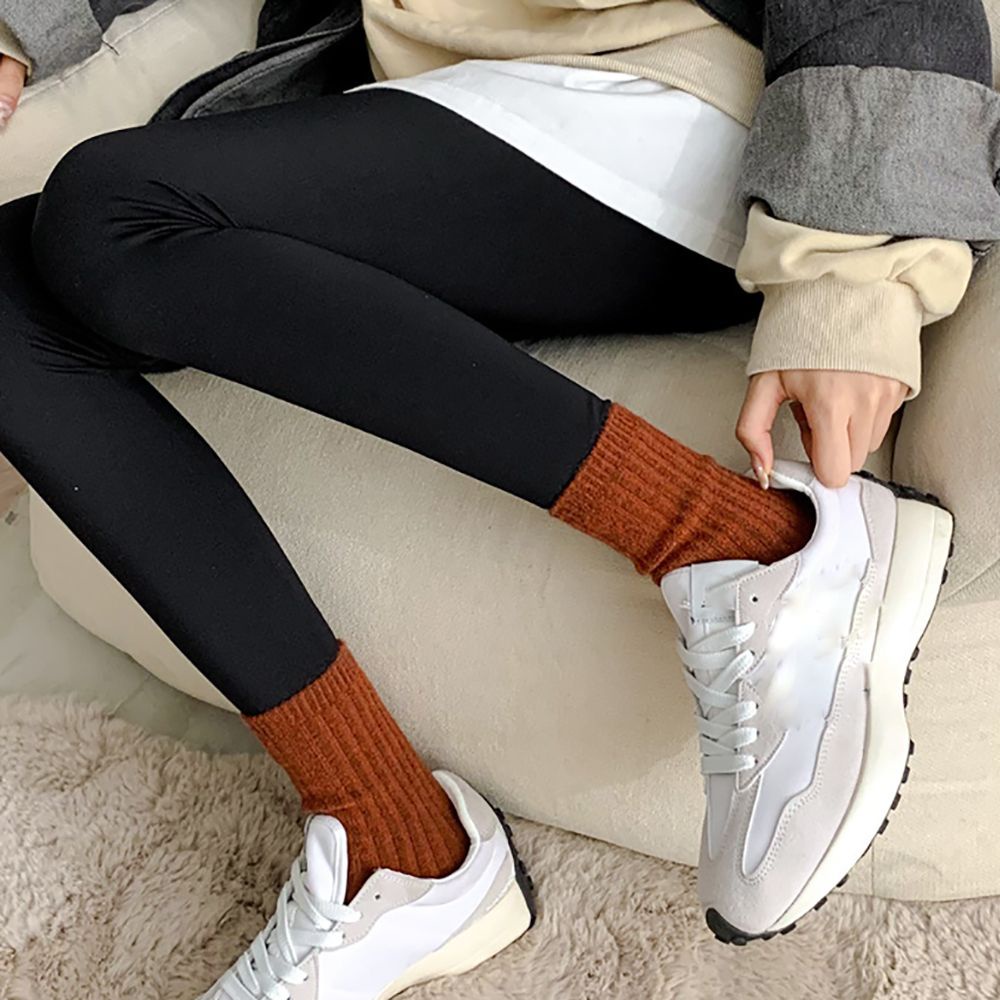 Vớ len cashmere dày dặn màu trơn dễ thương thời trang thu đông cho nữ