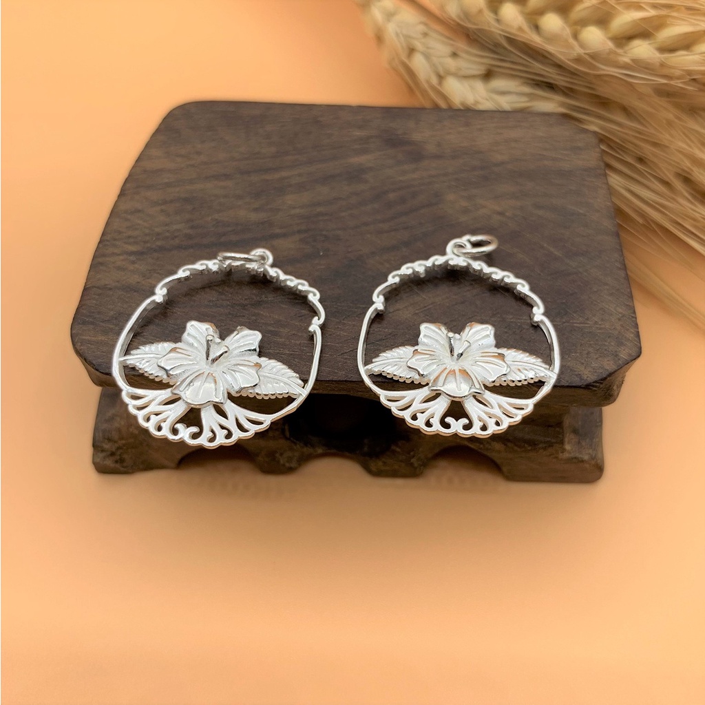 Charm treo giỏ hoa tròn mẫu lớn - Charm Bạc 925 - Mã CB635