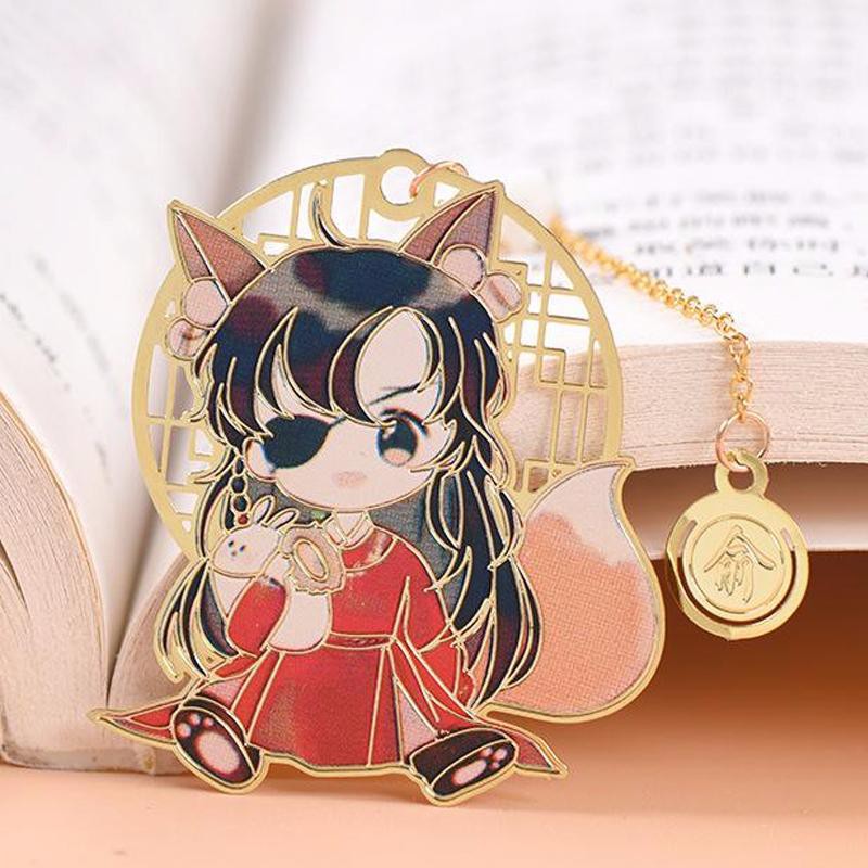 (kim loại mỏng) Bookmark THIÊN QUAN TỨ PHÚC in màu anime chibi